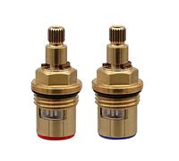 Tap Valves Replacement, Brass Ceramic Disc Cartridges Insert Faucet Valve Quarter Turn 1/2" Ceramic Tap Valves for Bathroom Kitchen Tap(D-Red+Blue)