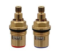 Tap Valves Replacement, Brass Ceramic Disc Cartridges Insert Faucet Valve Quarter Turn 1/2" Ceramic Tap Valves for Bathroom Kitchen Tap(B-Red+Blue)