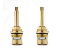 Tap Valves Replacement, Brass Ceramic Stem Disc Cartridge Insert Faucet Valve Quarter Turn 3/4" Ceramic Tap Valves for Bathroom Kitchen Tap,Red + Blue