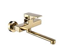 Tap Wall Mounted Gold Kitchen Faucet Brass Hot and Cold Swivel Double Hole Sink Faucet-20Cm