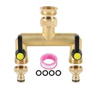 Tap Water Distributor, 3/4 Inch Brass Water Connection Distributor with 3/4'' Hose Connectors and 1/2'' Tap Connector Adapter for Home, Yard, Washing Machine, Garden Hoses