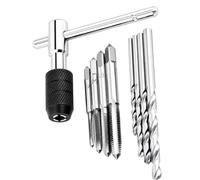 Tap Wrench Set, 9PCS M3-M6 Screw Taps, T-Handle Ratchet Holder, Drill Bits, Threading Hand Tool Kit