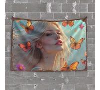 Tapastry'S Wall Hanging Whispering Butterflies: A Dreamy Portrait With Floral Delights Tapestry Cave Man Bar Men Cave Decor(100X150CM)