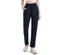 Tapata Petite Women's 26"/28" Inseam Sweatpants Cotton Lounge Yoga Pants Casual Open Bottom Workout Zipper Pocket Joggers, Navy Blue, M