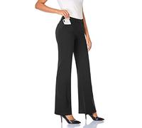 Tapata Women's 28''/30''/32''/34'' Stretchy Bootcut Dress Pants with Pockets Tall, Petite, Regular for Office Work Business, Black, L Lange