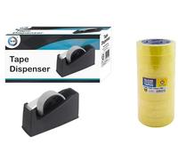 Tape Dispenser and 9 Pack of Cellotape Bundle 24mm x 50M, Heavy Duty Weighted Base, Sellotape Refills and Dispenser