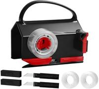 Tape Dispenser And Cutter, Retractable Safe Cutting Tool With Hidden Blade, For All Jumbo Normal Roll Sizes And Paper Types Including Kraft And Cellophane, Desktop Handheld Packing And Sealing Assista