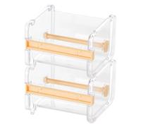 Tape Dispenser for Desktop, 2Pcs Transparent Roll Tape Holder, Washi Tape Organizer with Cutting Edge & Spindle for Office, Home, DIY Craft - Yellow