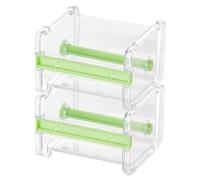 Tape Dispenser for Desktop, 2Pcs Transparent Roll Tape Holder, Washi Tape Organizer with Cutting Edge & Spindle for Office, Home, DIY Craft - Green