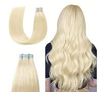 Tape Extensions Human Hair, 50G 20Pcs Highlight Silky Straight Seamless Double Sided PU Tape in Extensions for Women(60#,18INCH/45cm)