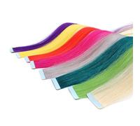 tape extensions Human Hair Extensions 20" Inch for Salon For Women Color Straight Tape in Hair Extensions Variety of Color Hair Extensions(Blue)