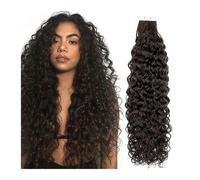 tape extensions Real Remy Human Hair Skin Deep Curl Tape In Human Hair Extensions Brown Color Weft Adhesive Glue on for Salon High Quality Hair Extensions(18inch 40pieces)
