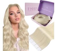 Tape Hair Extensions Brazilian Real Human Hair Color 60 Platinum Blonde Seamless Skin Weft Tape ins 20 Pcs Pu Tape in Hair Extension American White Tape Adhesive in Extensions 50 Grams, 22in…