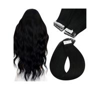 Tape In Extensions, 16-26 inches Black 20 pcs 50g/pack Straight Seamless Invisible Synthetic Wigs Hair Extensions(24 inch)