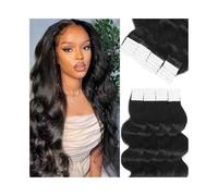 Tape In Extensions, 20 Pcs/50g 16-26 Inches Black, Seamless Hair Extensions for Women Hair Extensions(18 inch)