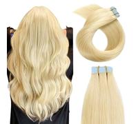Tape in Extensions Human Hair, 613# Bleach Blonde Straight PU Remy Hair for Fashion Women 20Pieces 50Gram/Pack(613#,22in-55cm)
