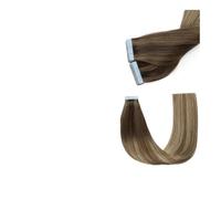 Tape In Extensions, Straight Hair Tape In Human Hair Extensions Invisible Skin Weft Adhesive 14-24inch 100% Real Wigs For Women Hair Extensions(Mocha Melt,18 inch)