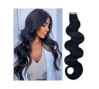 Tape In Extensions, Wavy Curly Hair Extensions Human Hair Black 16-26 Inches 20pcs/50g Hair Extensions(20 inch)