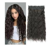 Tape In Extensions, Wig Women's Five-Card Style Corn Hot Long Curly Hair Five-Card Wave Hair Twig Hair Extensions(Brown,34inch)