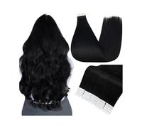 Tape In Extensions, Women's Straight Hair Extensions 20pcs/50g Double-sided Adhesive Invisible Wig Hair Extensions(Black,18 inch)