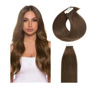 Tape in Hair Extensions 14-26 Inches Tape in Hair Extensions #4 Medium Brown Color Remy Human Hair Silky Straight Seamless Skin Weft Real Natural Hair Tape in Extens,24 Inches-60 pcs-150g