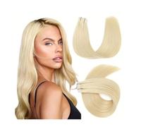 Tape in Hair Extensions Human Hair Blonde Tape in Extensions 613 Bleach Blonde Remy Hair Extensions Tape in 16-26 Inch Real Human Hair Extensions Seamless Straight N,20 INCHES-60 pcs