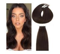 Tape in Hair Extensions Tape in Hair Extensions Human Hair #2 Darkest Brown Invisible Straight Seamless PU Skin Weft Tape in Extensions Real Human Hair Tape in Exten,16 Inches-20 pcs