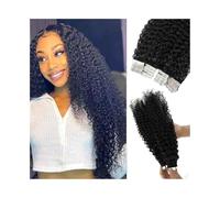 Tape in Hair Extensions, Wave Wigs Brazilian Scalp Invisible Hair Extensions Black Color 20Pcs/set 50G,Invisible Tape Ins for Natural Look & Volume(16 inch)