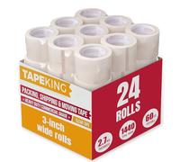 Tape King Clear Packing Tape 3 Inch Wide (Case of 24 Rolls) - 60 Yards Per Refill Roll, (2.7mil Thick) Strong Sealing Adhesive Industrial Depot Tapes for Moving, Packaging, Shipping, Office & Storage