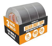 Tape King Professional Grade Duct Tape, 3-Pack, Silver Color, 11mil Thick, 48mm x 32m per roll - Ideal for Home Improvement Projects, Repairs, Maintenance, Bulk