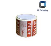 Tape Logic DL1376 Labels, Rush AOG - Aircraft On Ground", 4" x 4", Red/White, 500 Per Roll