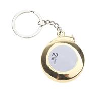Tape Measure Keychains Functional Mini Retractable Measuring 2M Stainless Steel Etape16 Digital Electronic (Gold, 4.3x4.3x1.3cm)