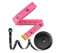Tape Measure Measuring Tape for Body Fabric Sewing Tailor Cloth Knitting Vinyl Home Craft Measurements, 60-Inch Soft Fashion Pink&Retractable Black Dual Scales Rulers for Body Weight Loss