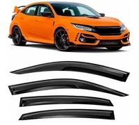 Tape-On 3D Wavy JDM Style Side Window Visor Deflectors Rain Guards Compatible with Honda Civic Hatchback 2016-2021 10th Generation Type-R EX EX-L LX Sport Touring