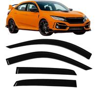 Tape-On 3D Wavy JDM Style Side Window Visor Deflectors Rain Guards Compatible with Honda Civic Hatchback 2016-2021 10th Generation Type-R EX EX-L LX Sport Touring