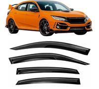 Tape-On 3D Wavy JDM Style Side Window Visor Deflectors Rain Guards Compatible with Honda Civic Hatchback 2016-2021 10th Generation Type-R EX EX-L LX Sport Touring