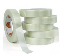 TAPEBEAR Bi-Directional Filament Strapping Tape 25mm x 55m, Reinforced Fiberglass Tape 140um Thick Two-way Tape Split/Crack-Resistant for Palletizing, Bundling, Shipping, Moving, 6Rolls
