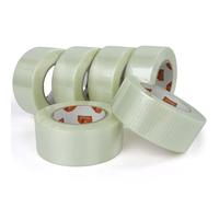 TAPEBEAR Bi-Directional Filament Strapping Tape 50mm x 55m, Reinforced Fiberglass Tape 140um Thick Two-way Tape Split/Crack-Resistant for Palletizing, Bundling, Shipping, Moving, 6Rolls