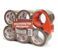 TAPEBEAR Brown Packing Tape with Dispenser, 66um Thick, 48mm x 50m Secure Sticky Brown Tape Heavy Duty Packaging Tape Refills for Carton Sealing, Shipping, Mailing & Storage