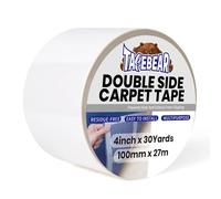 TAPEBEAR Carpet Tape Double Sided 100mm x 27m, Heavy Duty Rug Gripper Anti Slip Anti Curling Floor Tape Residue-Free, Two Sided, Removable, Waterproof for Area Rugs, Mats, Strong Hold for Tile,White
