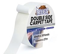 TAPEBEAR Carpet Tape Double Sided 50mm x 27m, Heavy Duty Rug Gripper Anti Slip Anti Curling Floor Tape Residue-Free, Two Sided, Removable, Waterproof for Area Rugs, Mats, Strong Hold for Tile,White