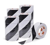 TAPEBEAR Caution & Hazard Tape - Self-Adhesive Warning Tape for Steps & Crime Scene Barrier, Black/White High Visibility - 2in x 50yd (50mm x 45m), 16 Rolls