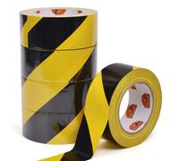 TAPEBEAR Caution Tape, Hazard Tape Black And Yellow, Self Adhesive Warning Tape For Steps, For Outdoor, Crime Scene Barrier, Danger Zone, 2inch X 50yard (50mm x 45m),5Rolls