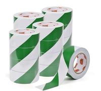 TAPEBEAR Caution Tape, Hazard Tape, Self Adhesive Warning Tape For Steps, Green/White High Visibility Tape For Outdoor, Crime Scene Barrier, 2inch X 50yard (50mm x 45m),16ROLLS