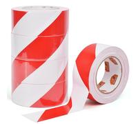 TAPEBEAR Caution Tape, Hazard Tape, Self Adhesive Warning Tape For Steps, Red/White High Visibility Tape For Outdoor, Crime Scene Barrier, 2inch X 50yard (50mm x 45m),5ROLLS