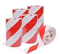 TAPEBEAR Caution Tape, Hazard Tape, Self Adhesive Warning Tape For Steps, Red/White High Visibility Tape For Outdoor, Crime Scene Barrier, 2inch X 50yard (50mm x 45m),16ROLLS