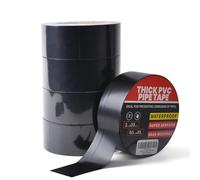TAPEBEAR Corrosion Protection Pipe Wrap, 10mil Thicker Black PVC Tape for Drain, Metal, Outdoor, Underground Pipe - Waterproof, 50mm x 30m, 5 Rolls