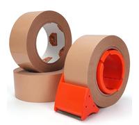 TAPEBEAR Eco-Friendly Paper Packing Tape with Dispenser, Waterproof Coated