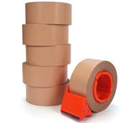 TAPEBEAR Eco-Friendly Paper Packing Tape with Dispenser, Waterproof Coated