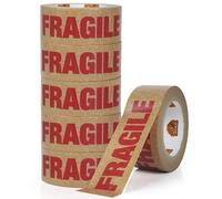 TAPEBEAR Fragile Kraft Paper Tape 50mm x 50m, Biodegradable Packaging Brown Paper Tape Self Adhesive Box for Small Business, Shipping, Sealing, Moving, 6Rolls